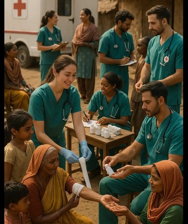 Free medical aid given to elderly patient by volunteer – Sarfraz Kayani Foundation healthcare initiative